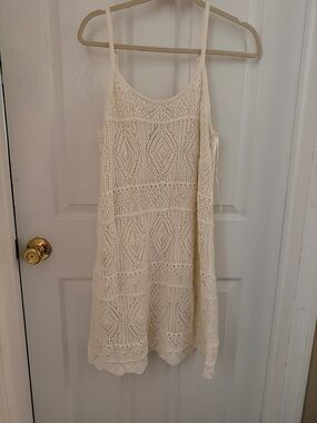 A New Day Cream Crochet Spaghetti Strap Sundress